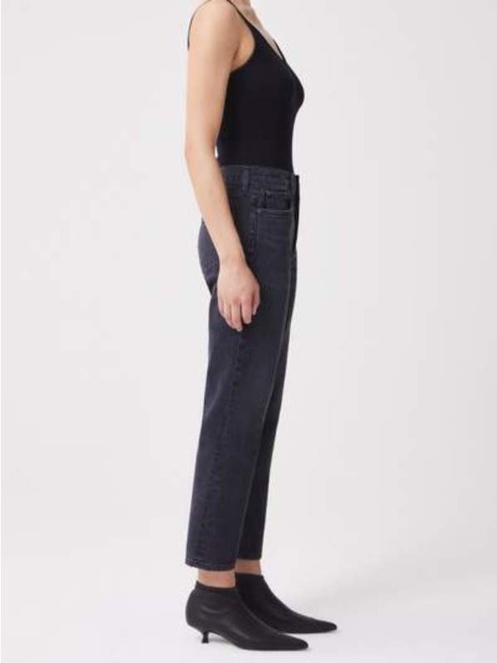 AGOLDE Fen High Rise Relaxed Tapered Jeans Button Fly Faded Black Size 30 Womens - Picture 2 of 11